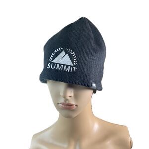 The North Unisex Face Black Embroidered Logo Knit Hat Sz One Sz Grunge Normcore